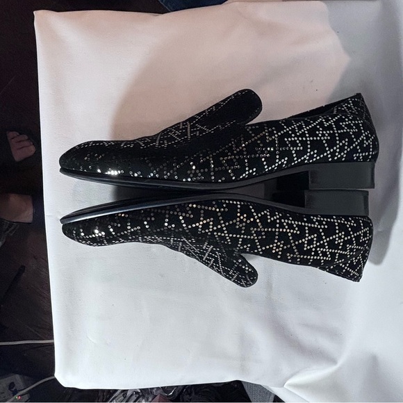 ALDO Sz 10 Loafer Slip On Suede Gold Graphic Pattern Almond Toe NEW WITH TAG - Picture 4 of 10